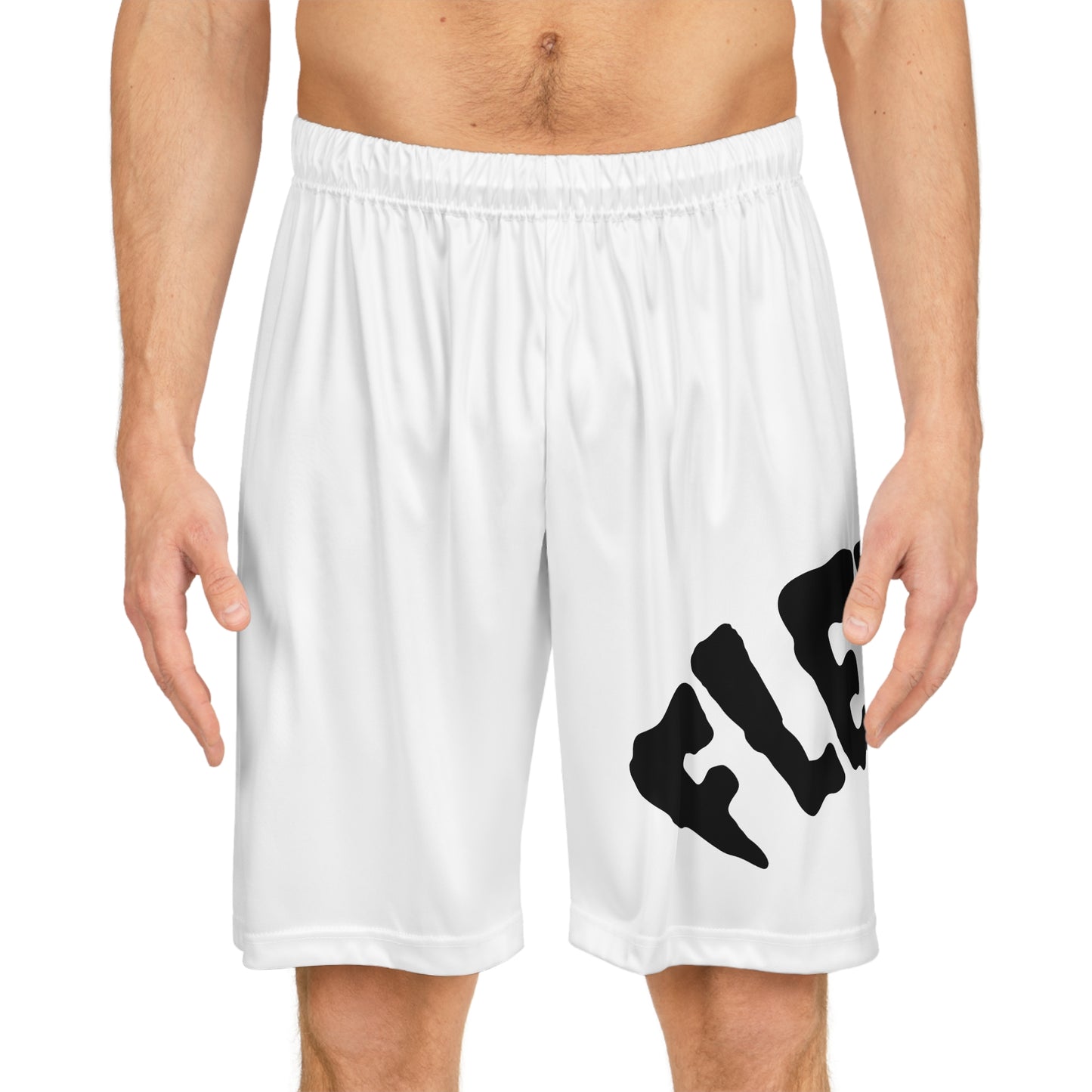 FLEX Basketball Shorts for Athletes - White Sporty Wear with Bold Design